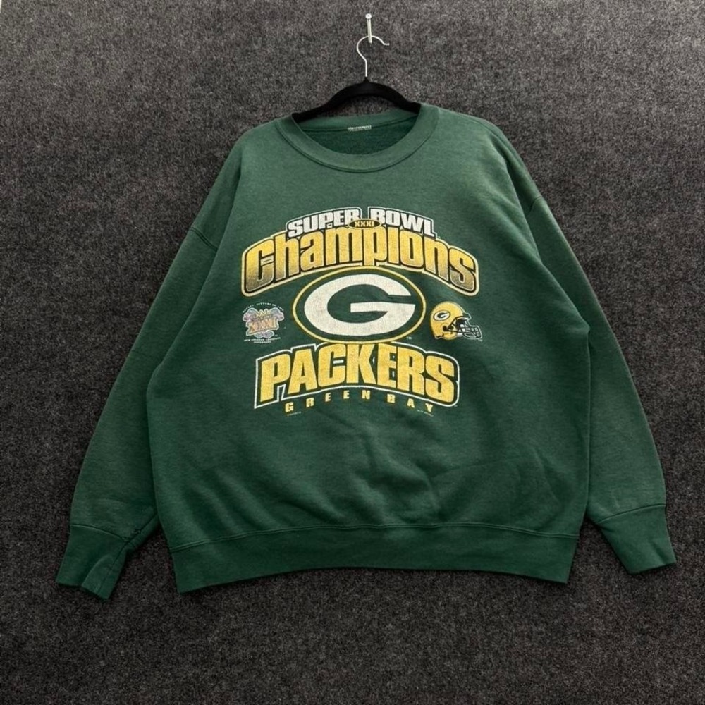 Vintage Green Bay Packers Super Bowl XXXI Crewneck Mens L/XL Green NFL Sweat